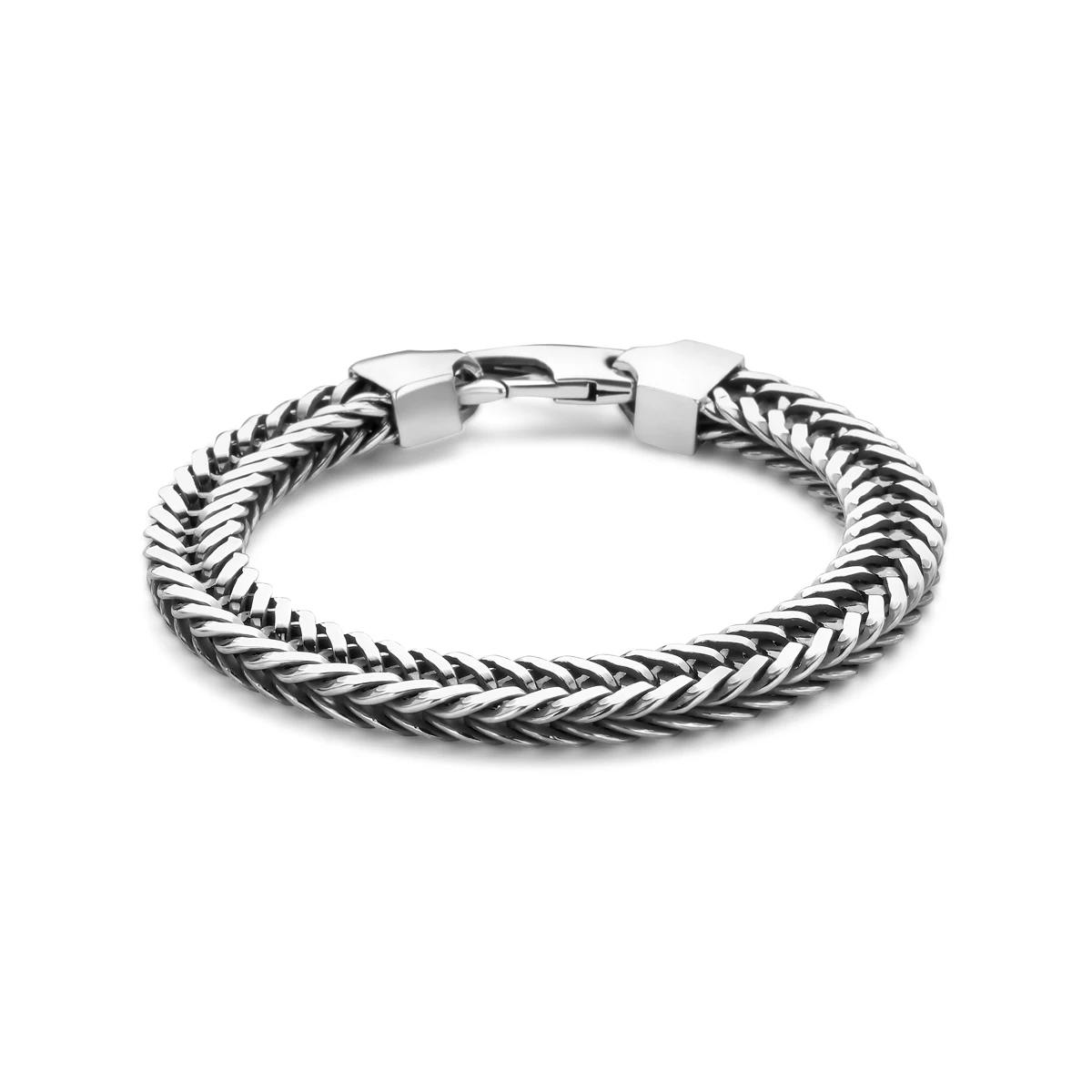 armband oxi vossestaart 9,7 mm zilver geoxideerd