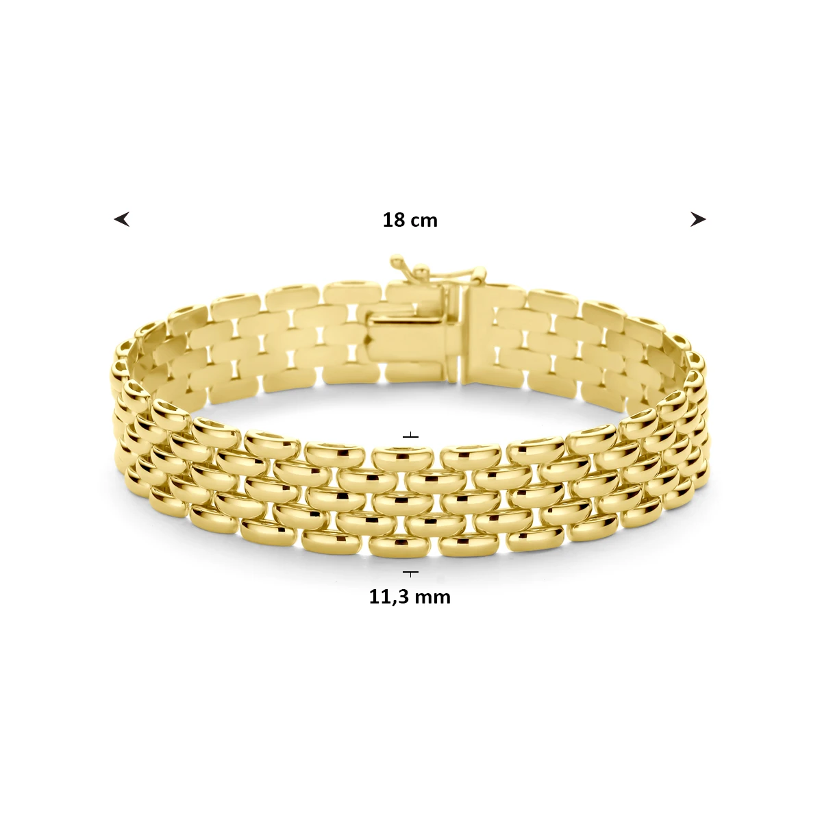 armband panter 11,3 mm 18 cm 14K geelgoud