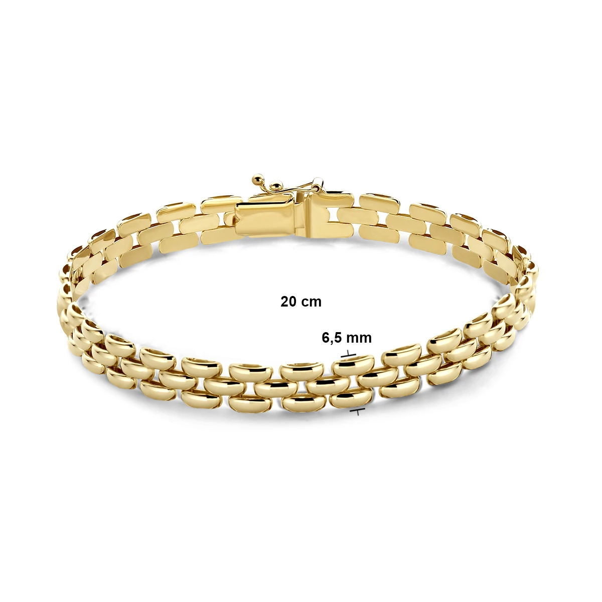 armband panter 6,5 mm 20 cm 14K geelgoud