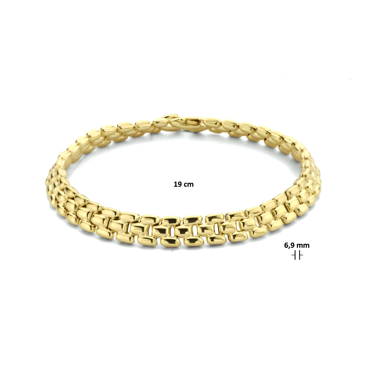 armband panter 6,9 mm 19 cm 3 micron zilver verguld (geel)