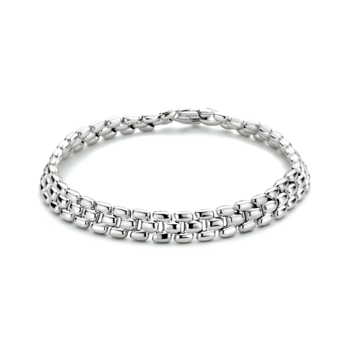 armband panter 6,9 mm 19 cm zilver gerhodineerd