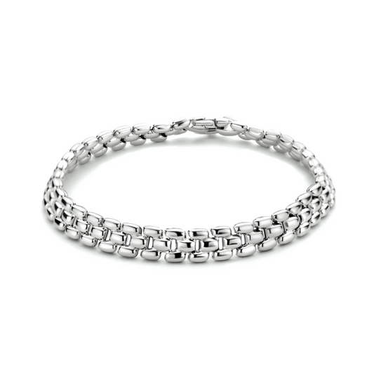 armband panter 6,9 mm 19 cm zilver gerhodineerd