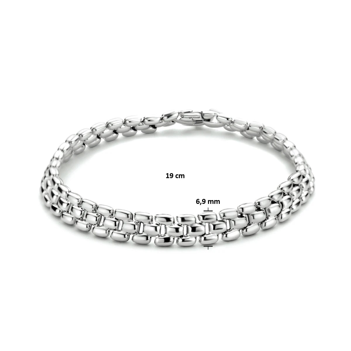 armband panter 6,9 mm 19 cm zilver gerhodineerd