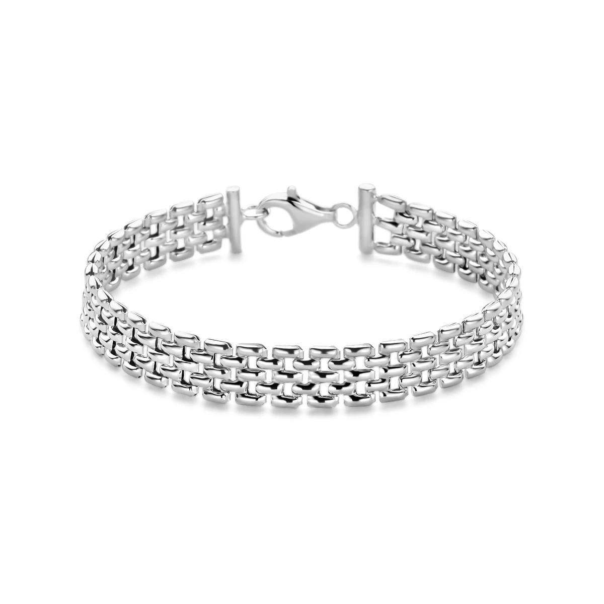 armband panter 8 mm 19 cm zilver gerhodineerd