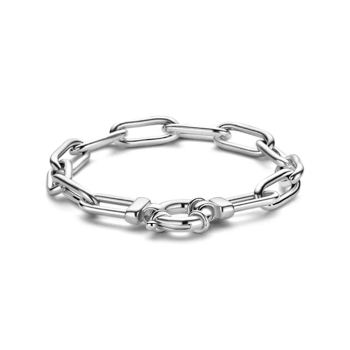 armband paperclip 19 cm met groot veerslot zilver gerhodineerd