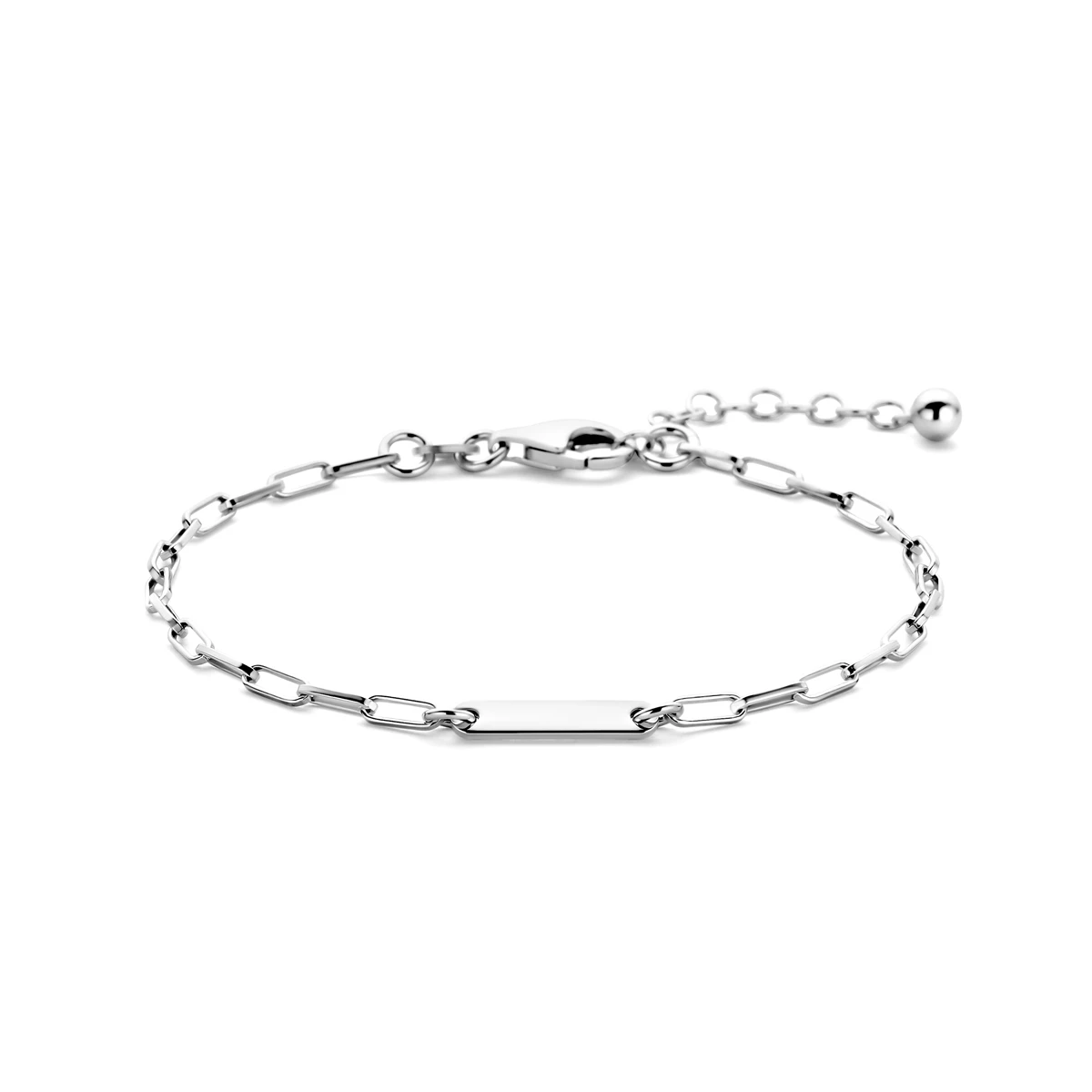 armband paperclip 2,2 mm 17 + 3 cm zilver gerhodineerd