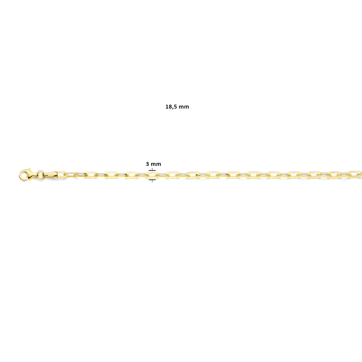 armband paperclip 3 mm 18,5 cm 14K geelgoud