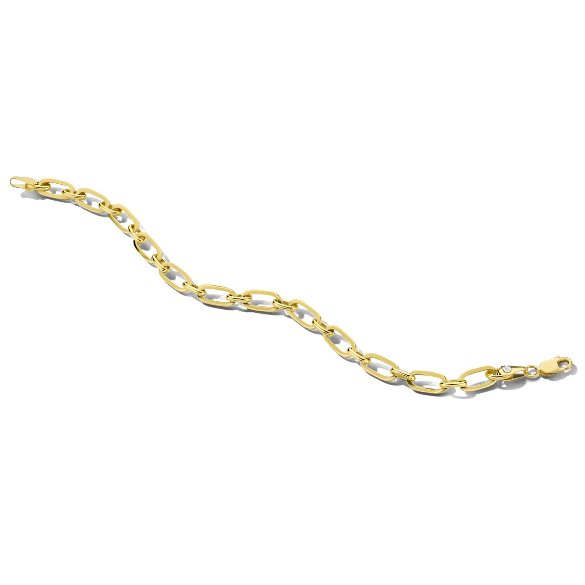 armband paperclip massief 5,5 mm 19 cm Silgold (geel met zilverkern)