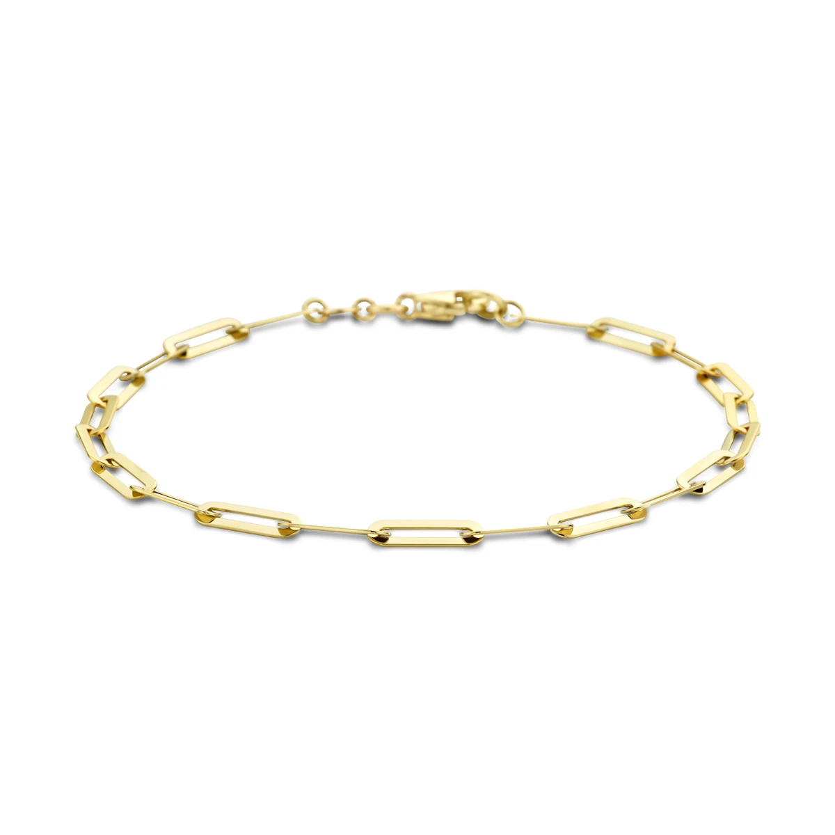armband paperclip plat 19 cm 14K geelgoud