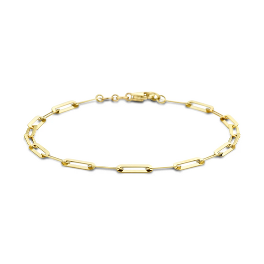 armband paperclip plat 19 cm 14K geelgoud