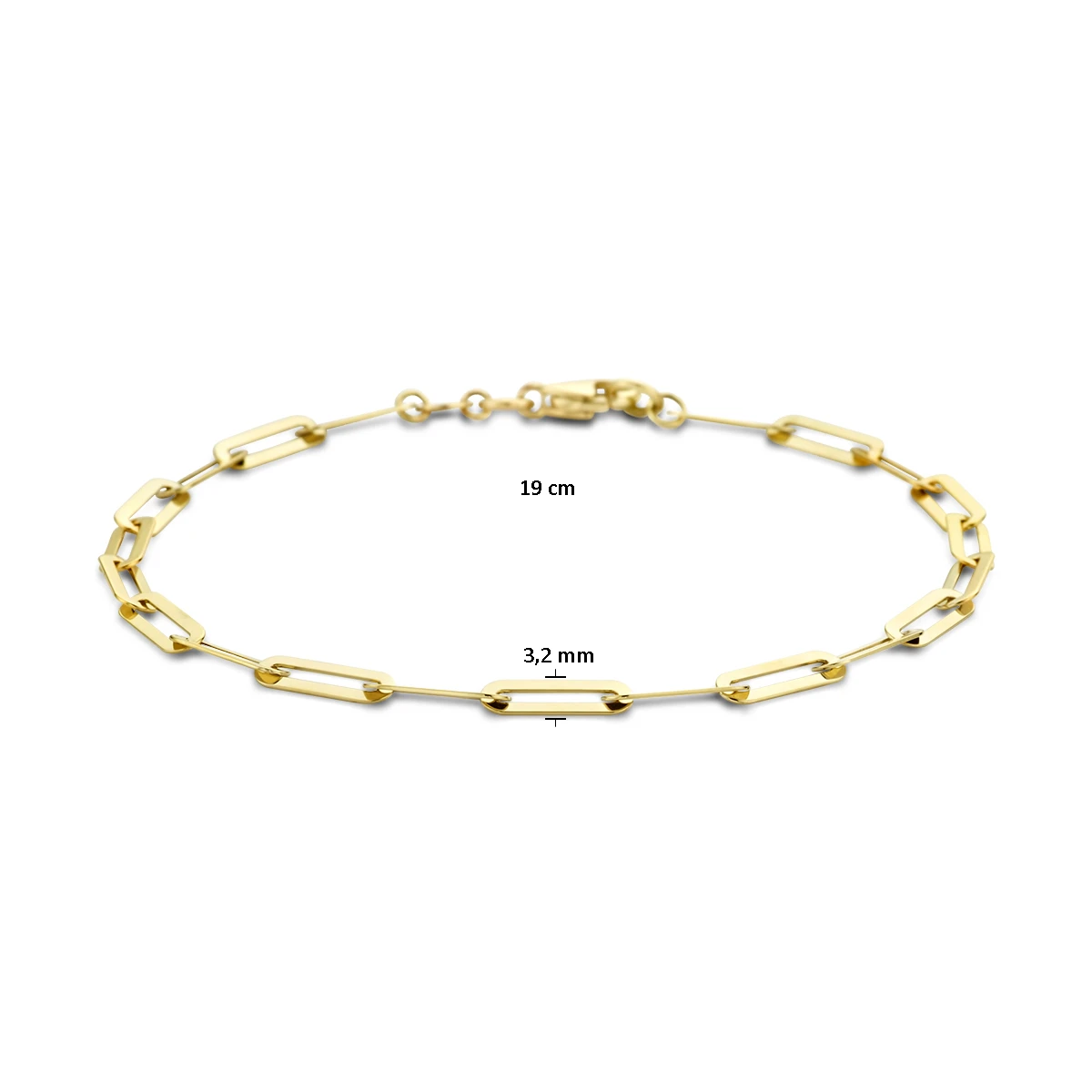 armband paperclip plat 19 cm 14K geelgoud