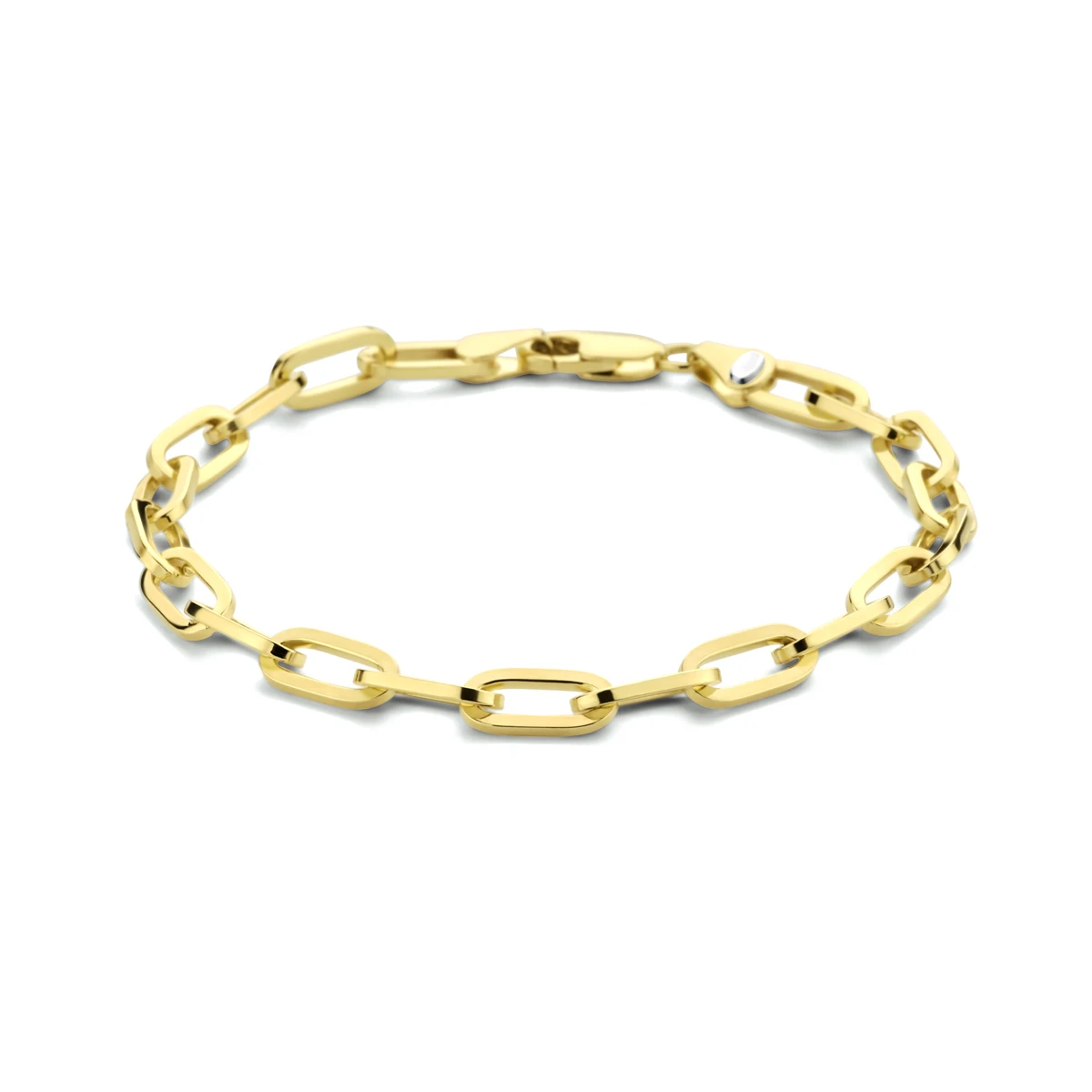 armband paperclip plat massief 5,0 mm 19 cm Silgold (geel met zilverkern)