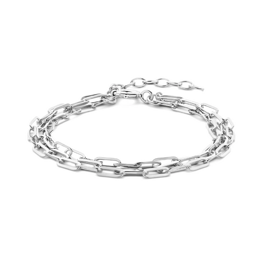 armband paperclip platte buis 2,8 mm 16 + 3 cm zilver gerhodineerd