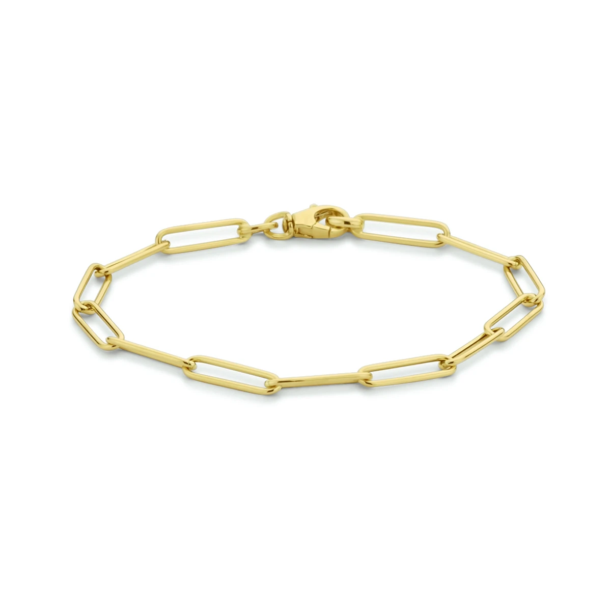 armband paperclip platte buis 4,0 mm 18 cm 14K geelgoud