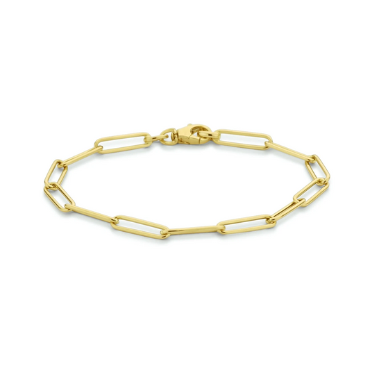 armband paperclip platte buis 4,0 mm 18 cm 14K geelgoud