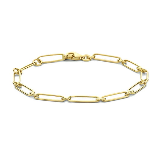 armband paperclip platte buis 4,0 mm 19 cm 14K geelgoud