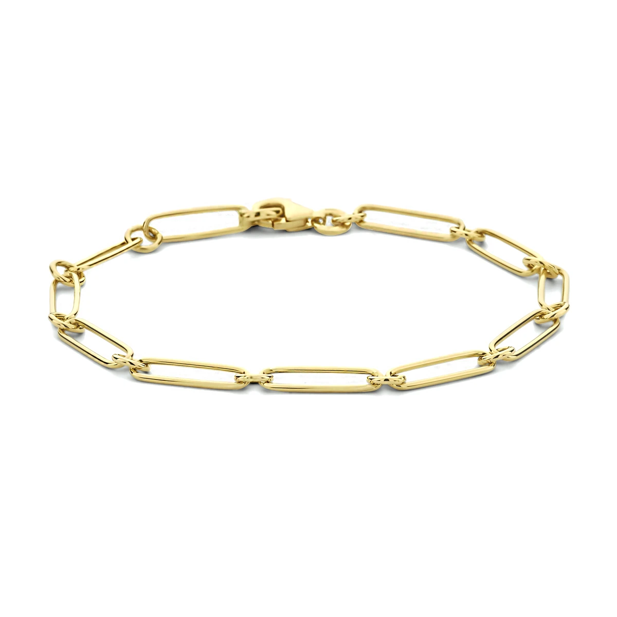 armband paperclip platte buis 4,0 mm 19 cm 14K geelgoud