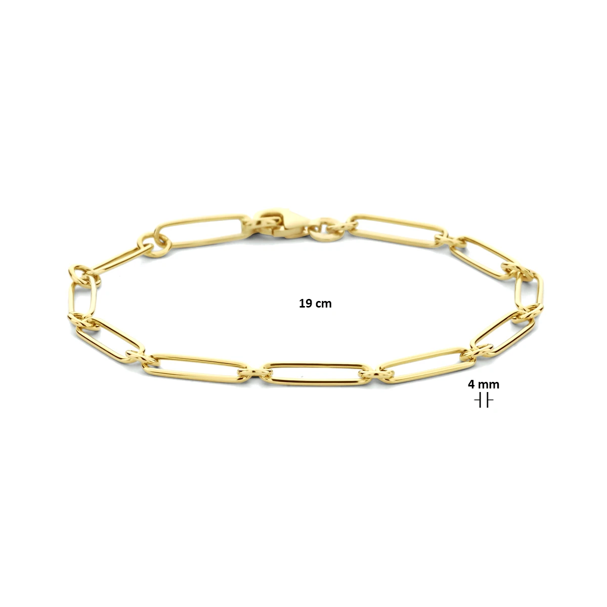 armband paperclip platte buis 4,0 mm 19 cm 14K geelgoud