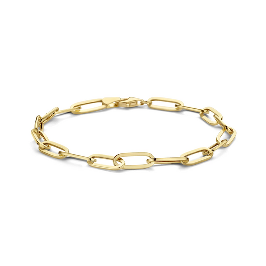 armband paperclip platte buis 5,0 mm 18 cm 14K geelgoud