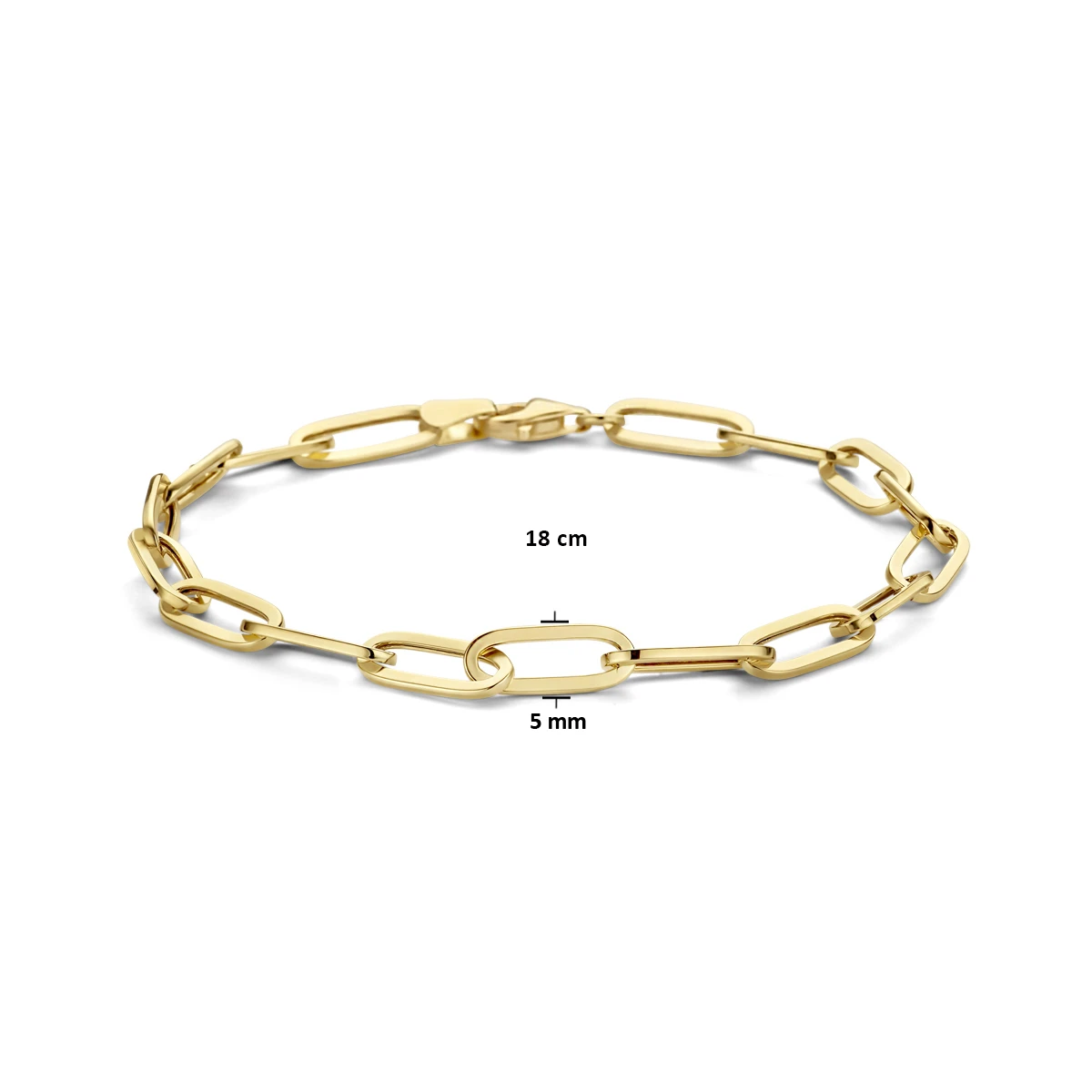 armband paperclip platte buis 5,0 mm 18 cm 14K geelgoud