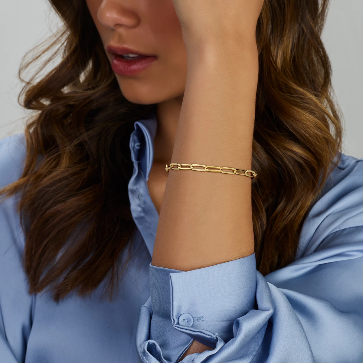 armband paperclip platte buis 5,0 mm 18 cm 14K geelgoud