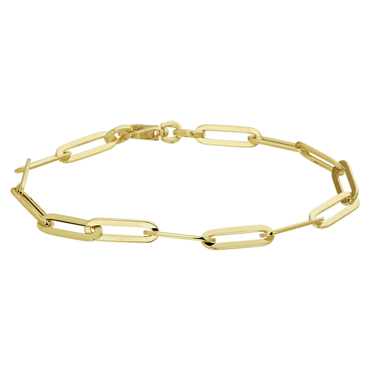 armband paperclip platte buis 5,0 mm 19 cm 14K geelgoud