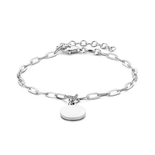 armband paperclip platte buis rondje 2,7 mm 16 + 3 cm zilver gerhodineerd