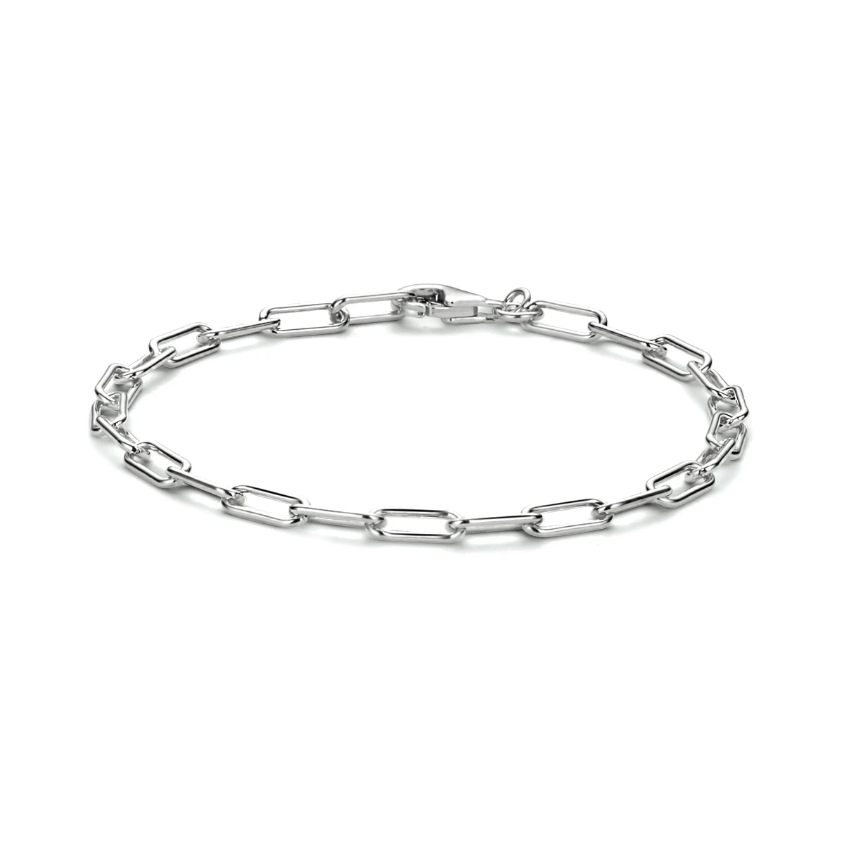 armband paperclip ronde buis 3,5 mm 18 cm zilver gerhodineerd