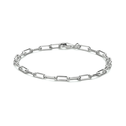 armband paperclip ronde buis 3,5 mm 18 cm zilver gerhodineerd
