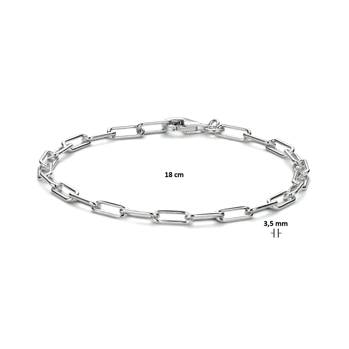 armband paperclip ronde buis 3,5 mm 18 cm zilver gerhodineerd