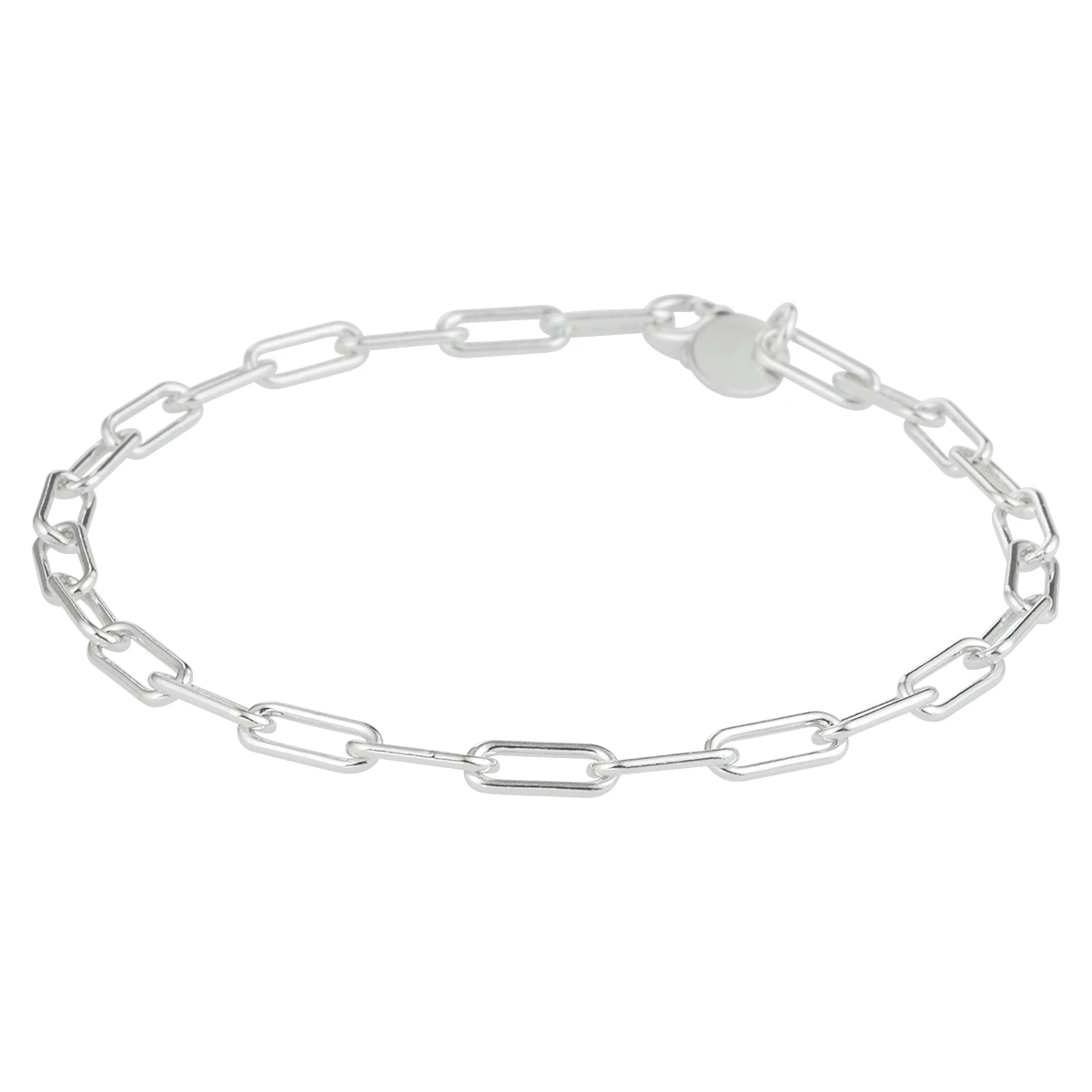 armband paperclip ronde buis 3,5 mm zilver gerhodineerd