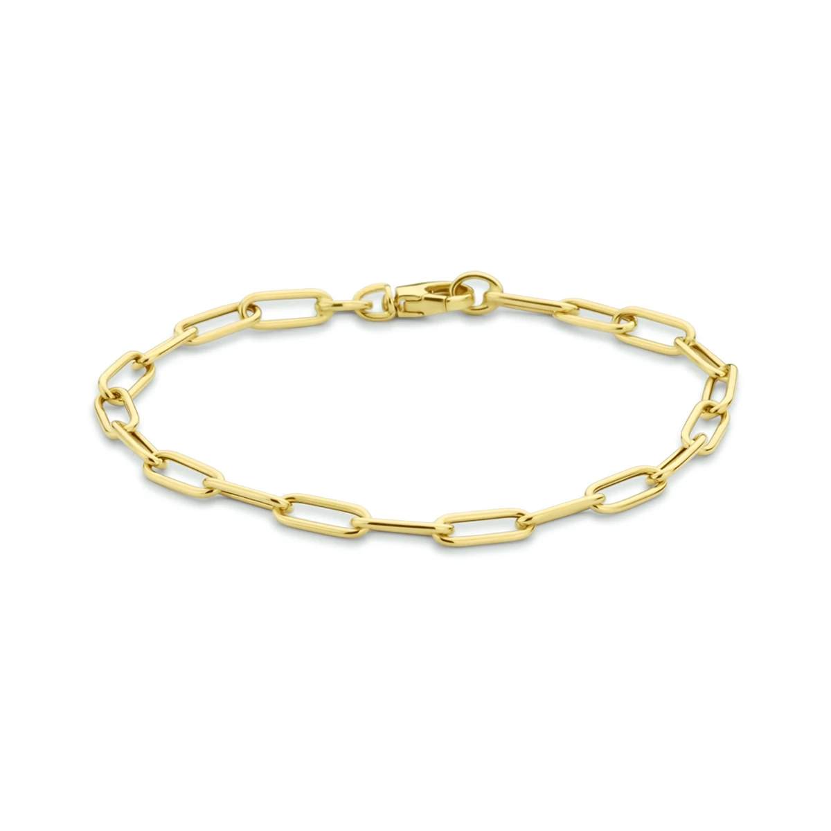 armband paperclip ronde buis 4,0 mm 18,5 cm 14K geelgoud