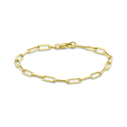 armband paperclip ronde buis 4,0 mm 18,5 cm 14K geelgoud