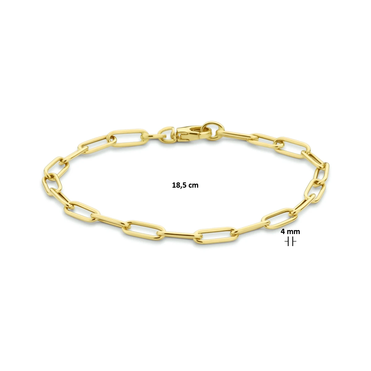 armband paperclip ronde buis 4,0 mm 18,5 cm 14K geelgoud