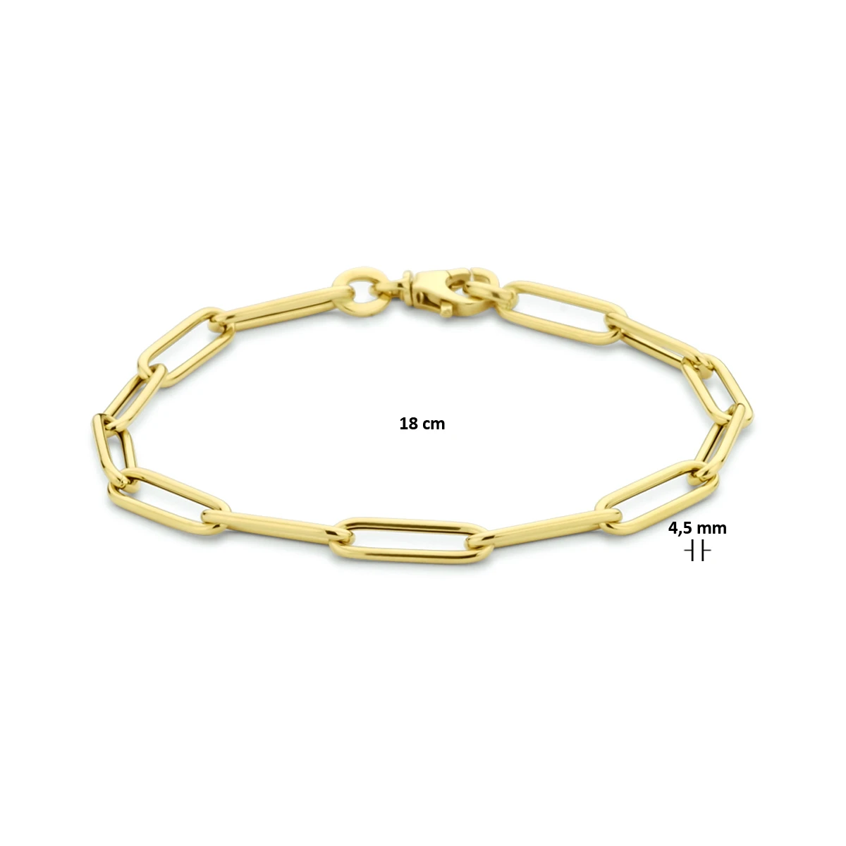 armband paperclip ronde buis 4,5 mm 18 cm 14K geelgoud