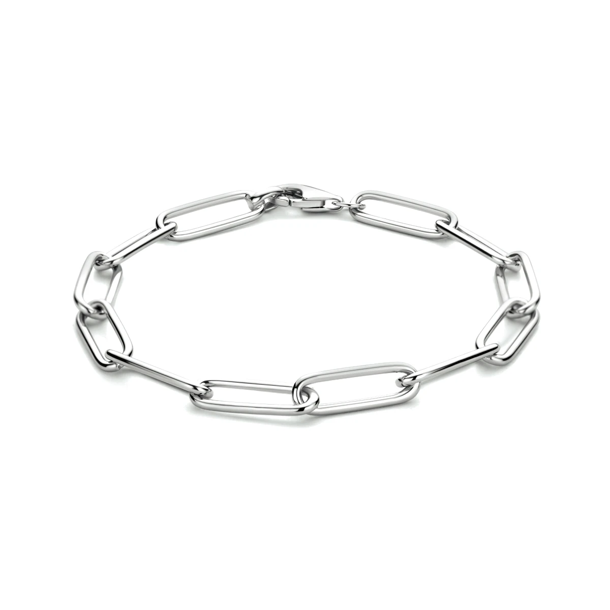 armband paperclip ronde buis 5,6 mm 19 cm zilver gerhodineerd