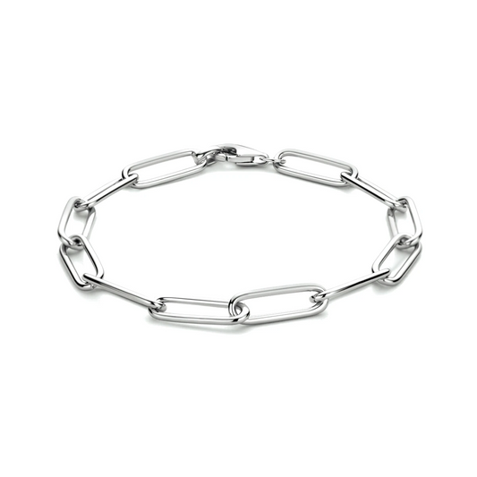 armband paperclip ronde buis 5,6 mm 19 cm zilver gerhodineerd