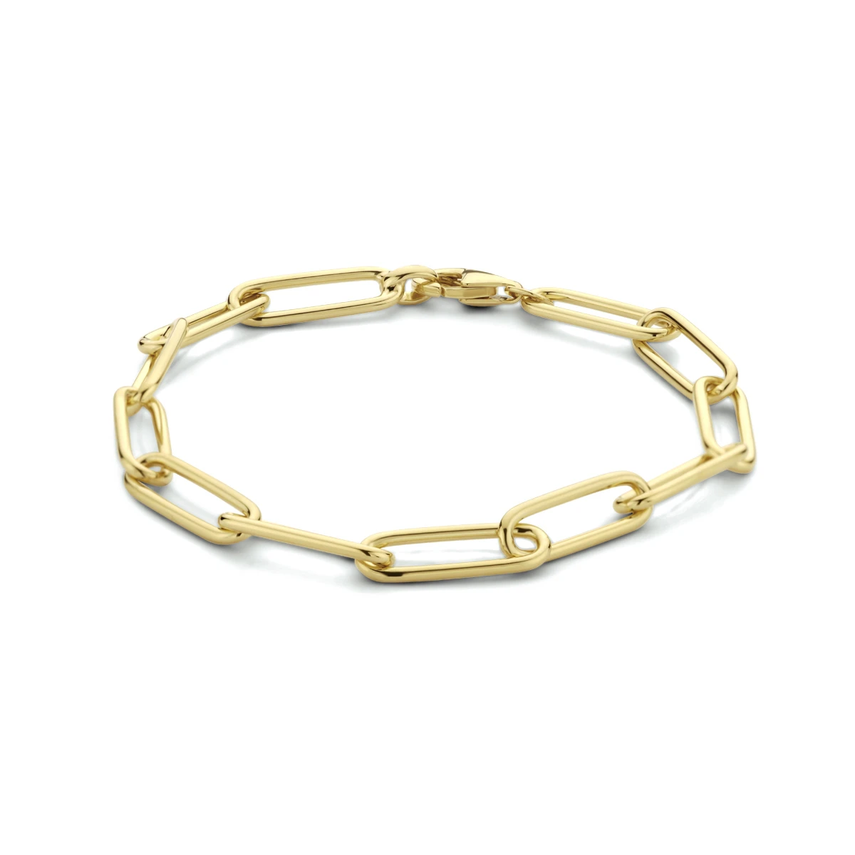 armband paperclip ronde buis 5,6 mm 19 cm zilver verguld (geel)