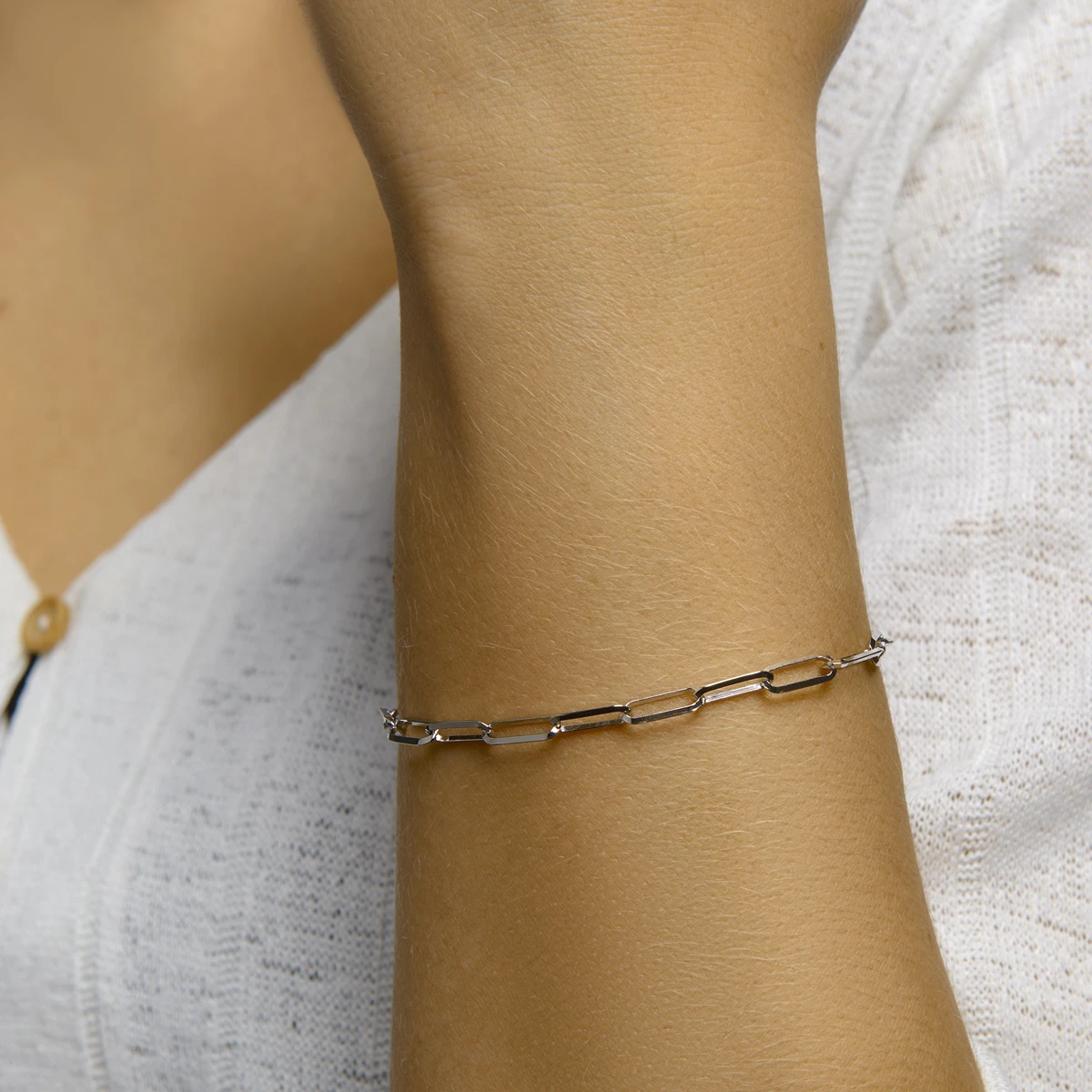 armband paperclip spitse buis 4,3 mm zilver gerhodineerd