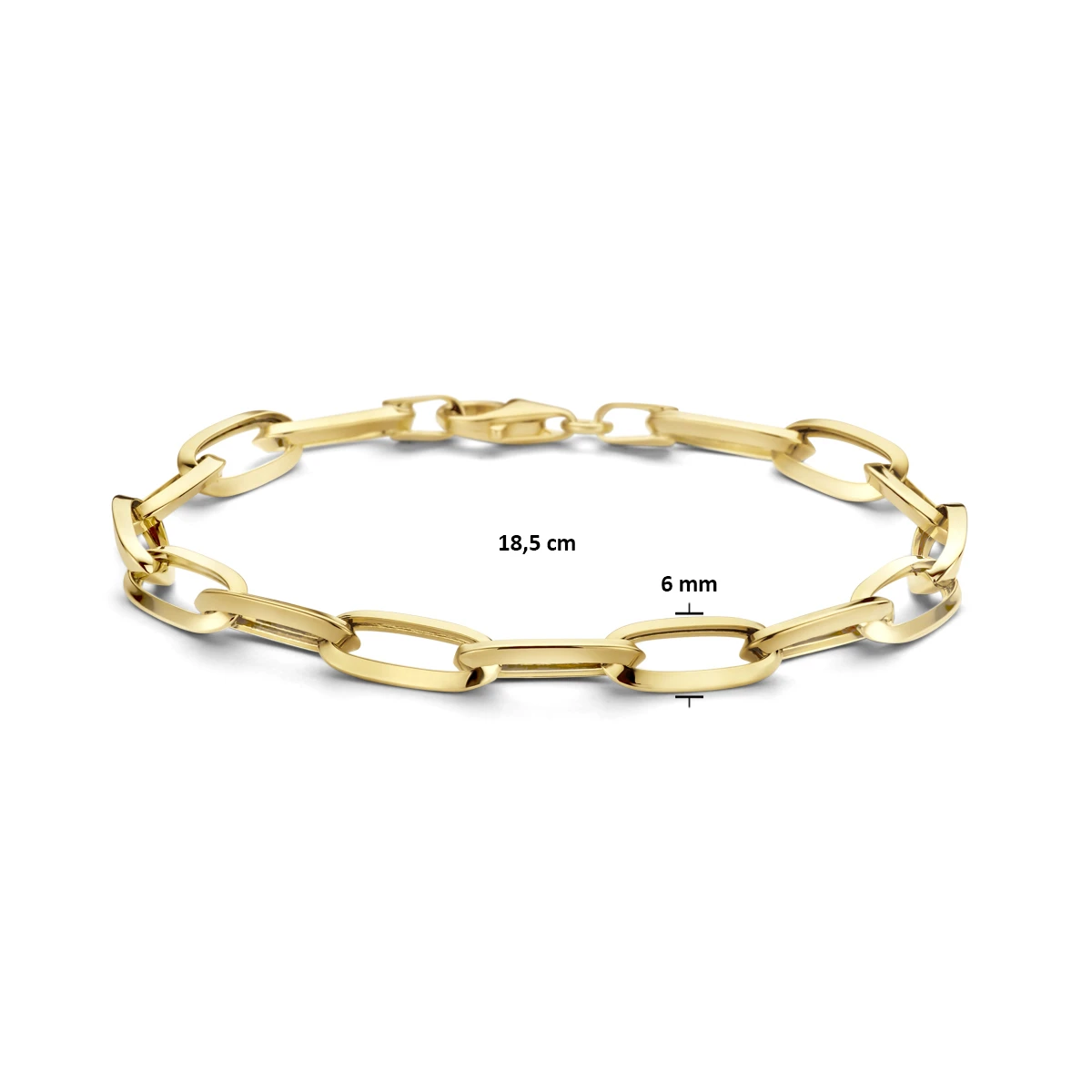 armband paperclip spitse buis 6,0 mm 18,5 cm 14K geelgoud