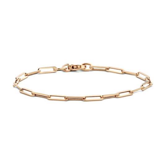 armband paperclip vierkante buis 3,0 mm 18 cm 14K roségoud