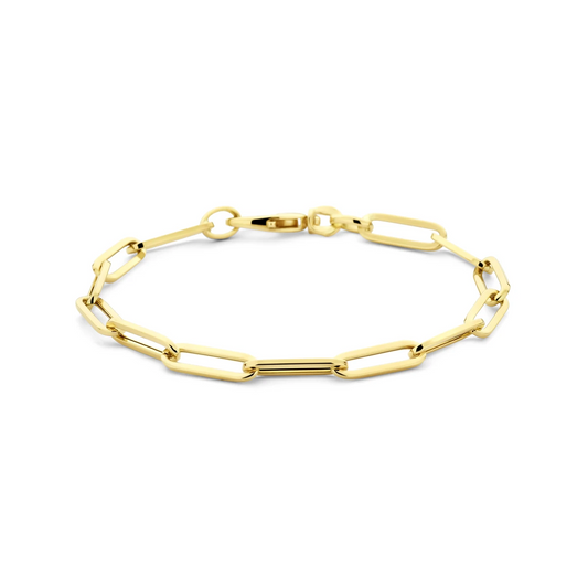 armband paperclip vierkante buis 4,5 mm 19 cm 14K geelgoud