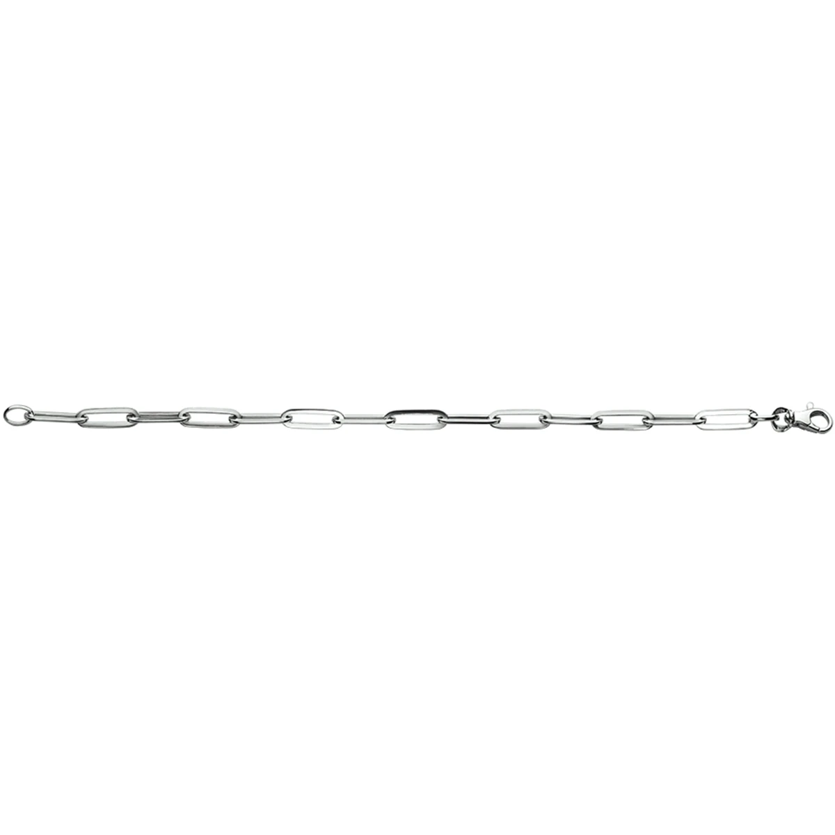 armband paperclip vierkante buis 5,0 mm 19 cm zilver gerhodineerd