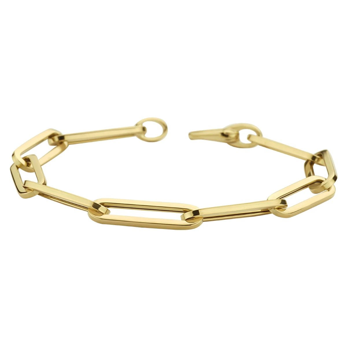armband paperclip vierkante buis 6,0 mm 19 cm 14K geelgoud