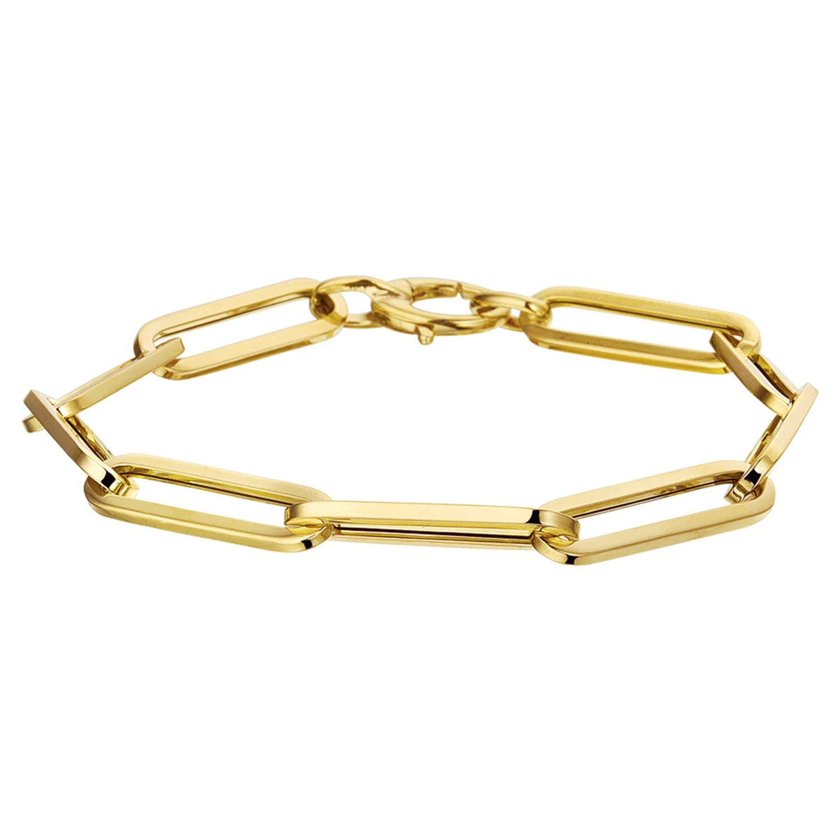 armband paperclip vierkante buis 6,0 mm 19 cm 14K geelgoud