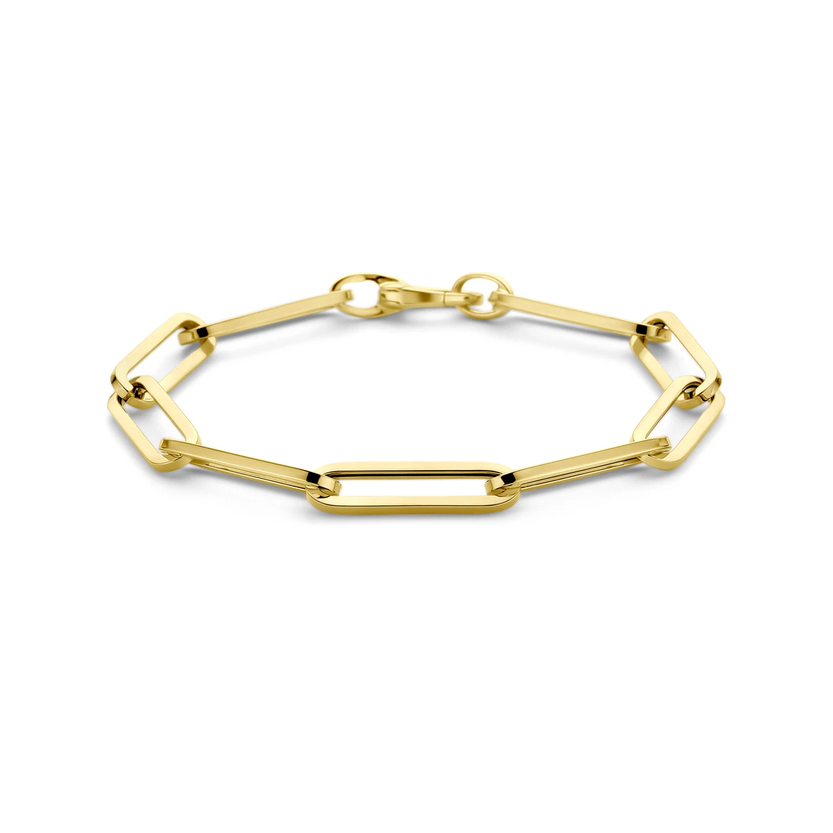 armband paperclip vierkante buis 6,0 mm 19 cm 18K geelgoud