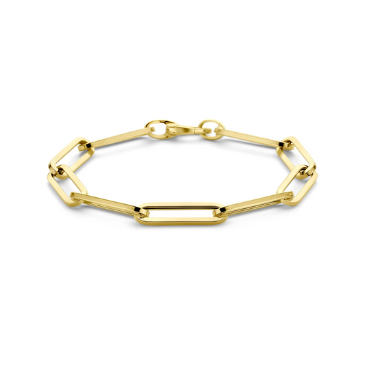 armband paperclip vierkante buis 6,0 mm 19 cm 18K geelgoud