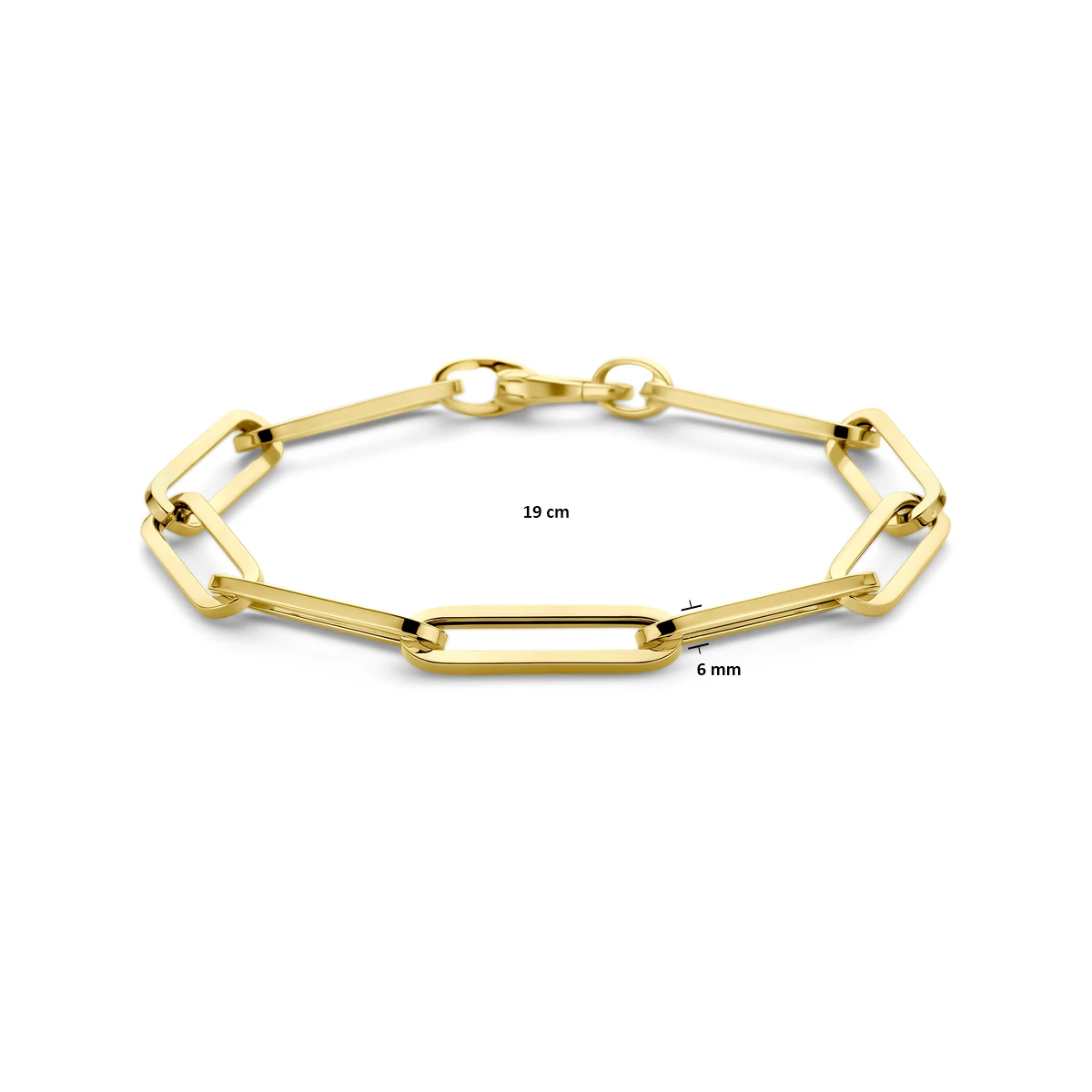 armband paperclip vierkante buis 6,0 mm 19 cm 18K geelgoud