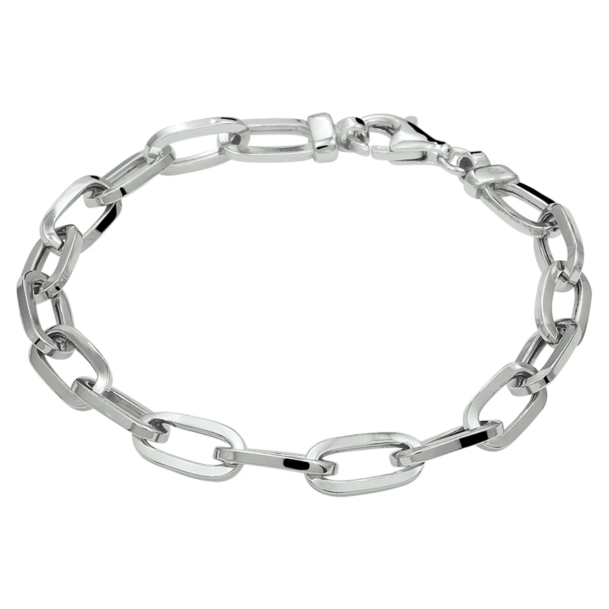 armband paperclip vierkante buis 6,5 mm 19 cm zilver gerhodineerd