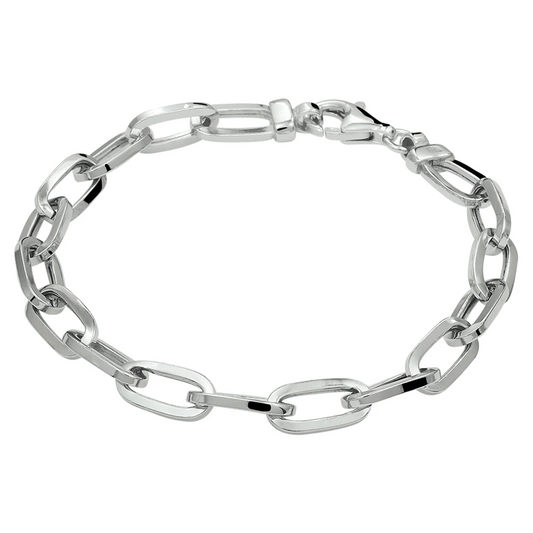 armband paperclip vierkante buis 6,5 mm 19 cm zilver gerhodineerd